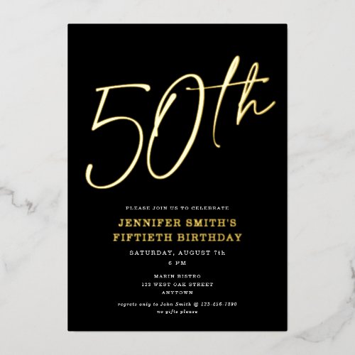 Modern Chic Script Fiftieth 50th Birthday Party