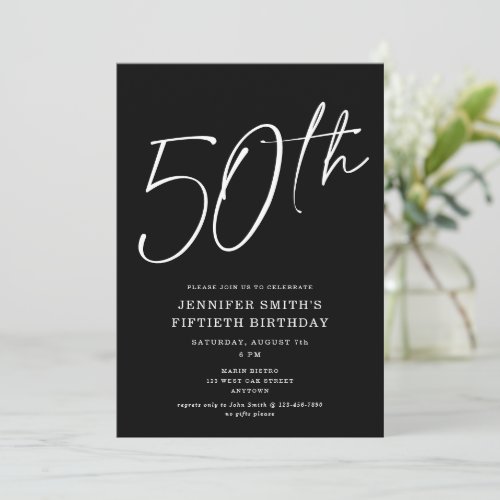 Modern Chic Script Fiftieth 50th Birthday Party