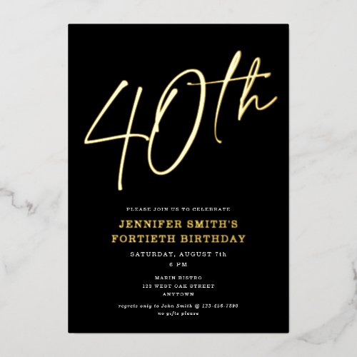 Modern Chic Script Fortieth 40th Birthday Party