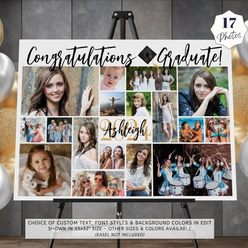 Modern Chic Script Graduate 17 Photo Collage