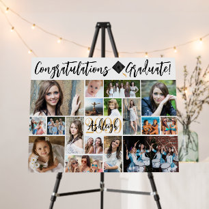 Modern Chic Script Graduate 17 Photo Collage Foam Board