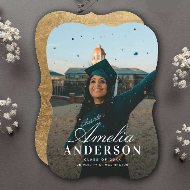 Modern Chic Script Graduate Photo Announcement (Creator Uploaded)