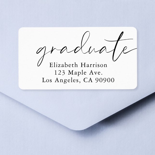Modern Chic Script Graduation Return Address Label (Creator Uploaded)