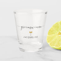 Modern Chic Script Groomswoman Gold Heart Name