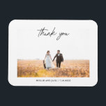 Modern Chic Script Handwriting Wedding Photo Magne Magnet<br><div class="desc">Elegant one photo wedding thank you magnet. The perfect way to send your love and gratitude.</div>
