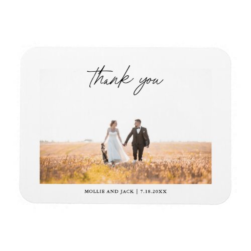 Modern Chic Script Handwriting Wedding Photo Magne Magnet