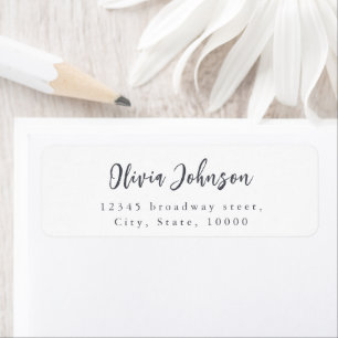 Modern Chic Script Minimalist Return Address Label