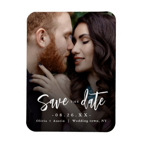 Modern Chic Script Minimalist Save The Date Magnet
