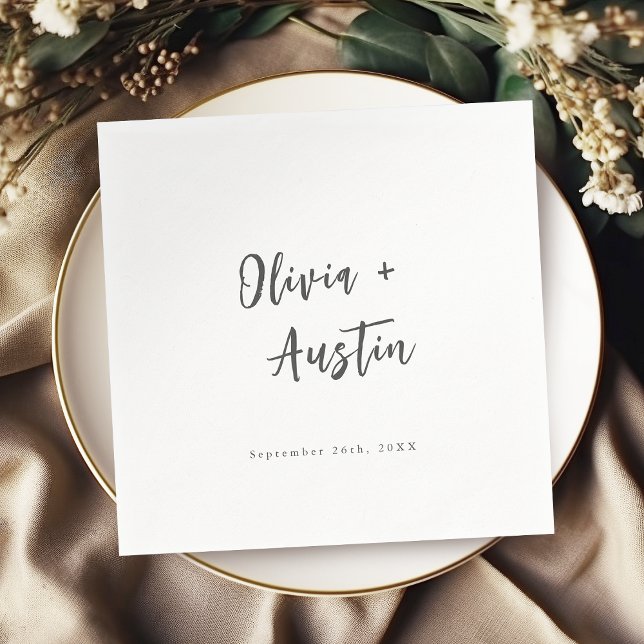 Modern Chic Script Minimalist Wedding Napkins (Modern Chic Script Minimalist Wedding Napkins)
