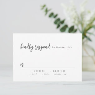 Modern Chic Script Minimalist Wedding RSVP