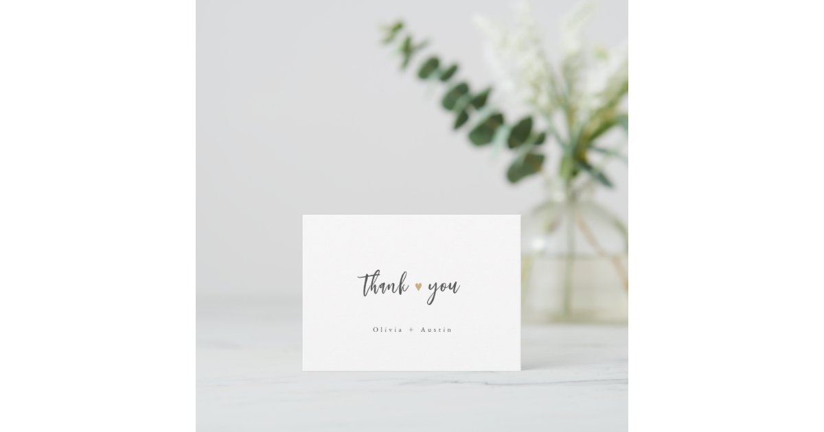 Modern Chic Script Minimalist Wedding Thank You Note Card | Zazzle