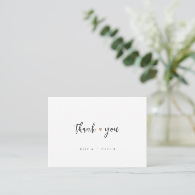Modern Chic Script Minimalist Wedding Thank You Note Card (Standing Front)