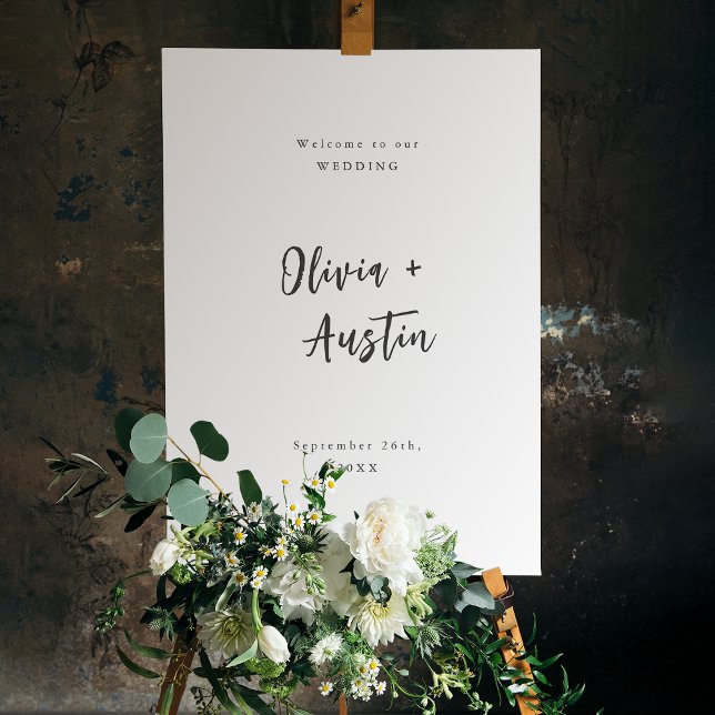 Modern Chic Script Minimalist Wedding Welcome Sign (Modern Chic Script Minimalist Wedding Welcome Sign)