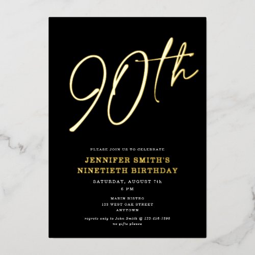 Modern Chic Script Ninetieth 90th Birthday Party