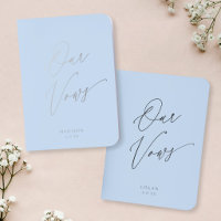 Modern Chic Script Our Vows Wedding Blue Silver