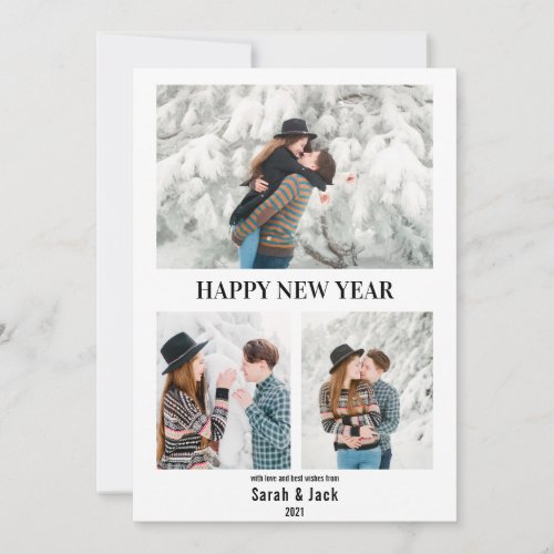 modern chic script photo happy new year holiday card