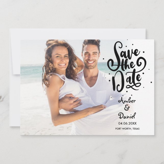 Modern Chic Script Photo Save The Date (Front)