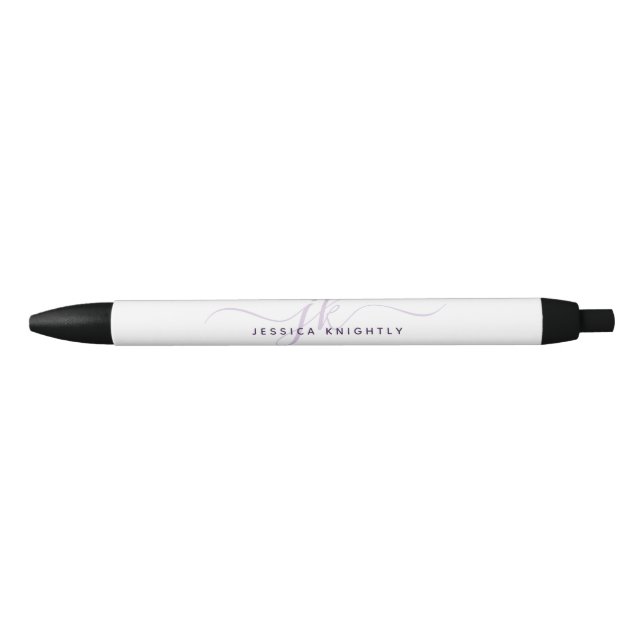 Modern Chic Script Purple Monogram Initials Pen (Front)