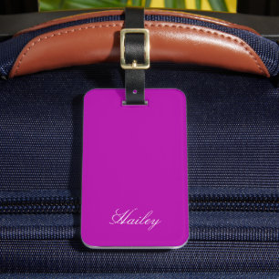 Modern Chic Script Purple Personalized Luggage Tag