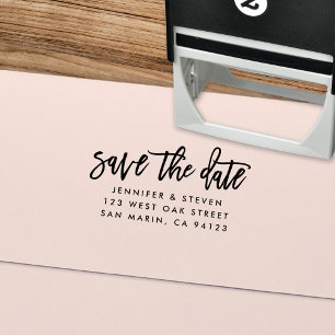 Modern Chic Script Save The Date Return Address Self-inking Stamp