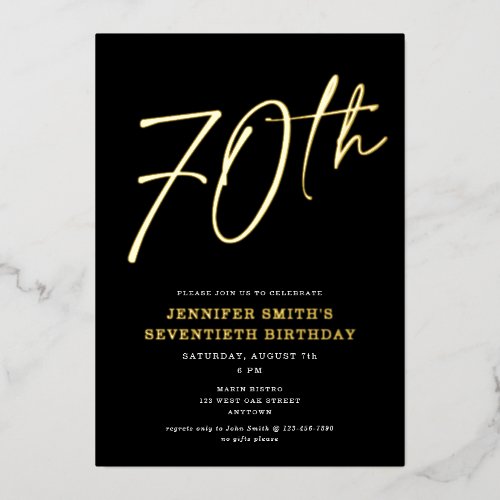Modern Chic Script Seventieth 70th Birthday Party