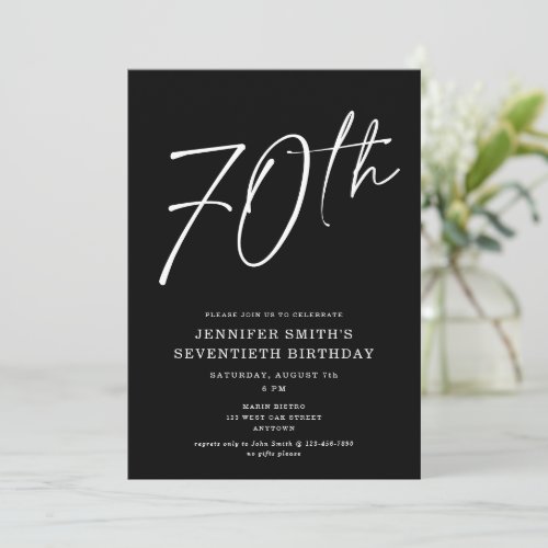 Modern Chic Script Seventieth 70th Birthday Party