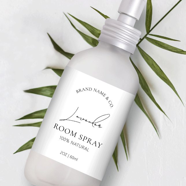Modern Chic Script Simple Logo Room Spray Bottle Label (Simple, yet elegant, design that is sure to impress)