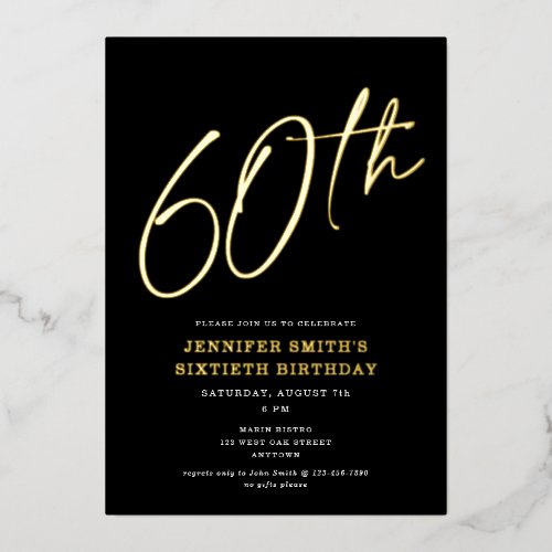 Modern Chic Script Sixtieth 60th Birthday Party