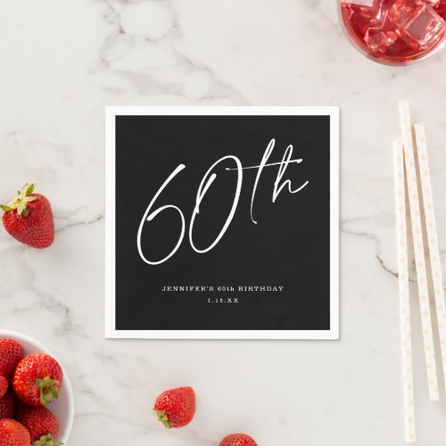 Modern Chic Script Sixtieth 60th Birthday Party Napkins