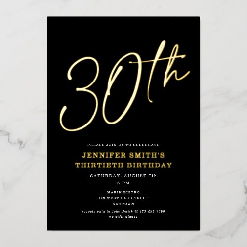 Modern Chic Script Thirtieth 30th Birthday Party