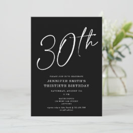 Modern Chic Script Thirtieth 30th Birthday Party Invitation