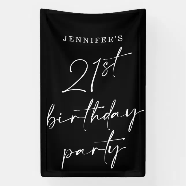 Modern Chic Script TwentyOne 21st Birthday Party Banner Zazzle