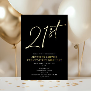 Modern Chic Script Twenty-One 21st Birthday Party Foil Invitation