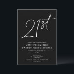 Modern Chic Script Twenty-One 21st Birthday Party Invitation<br><div class="desc">This modern 21st birthday party invite features a chic black background with white script and modern typography. The script says "21st". All of the colors (even the year script) are fully and easily customizable. You can even add a photo to the back! Just use "design tool" in the personalization drop-down...</div>
