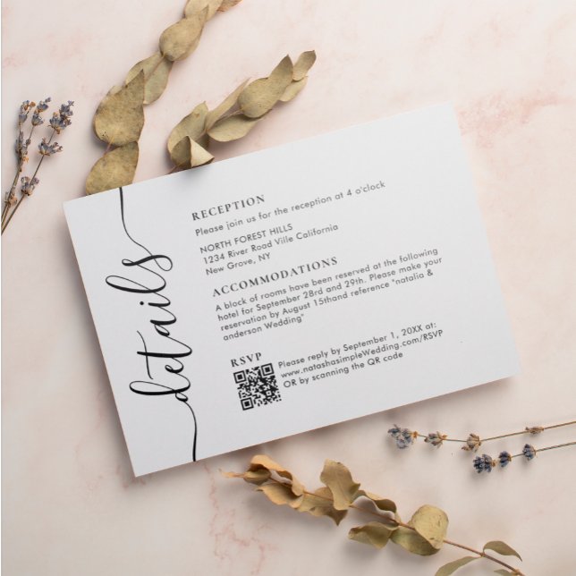 Modern Chic Script  Wedding Details Enclosure Card (Creator Uploaded)