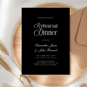 Modern Chic Script Wedding Rehearsal Dinner Invitation
