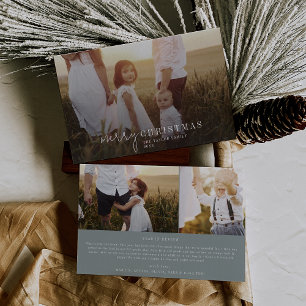 Modern Chic Seafoam Photo Overlay Christmas News Holiday Card