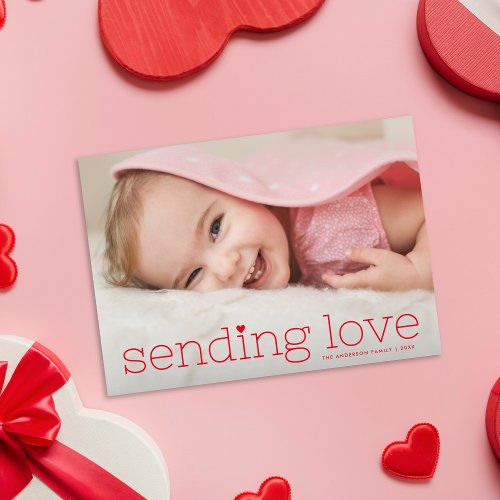 Modern Chic Sending Love Valentines Day Photo Holiday Card