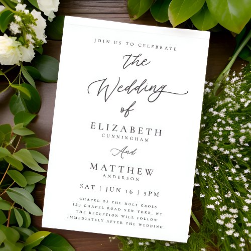 Modern Chic Simple Elegant Typography Wedding Invitation