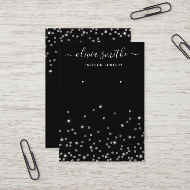 Modern Chic Simple glitter jewelry earring display Business Card (Front/Back In Situ)