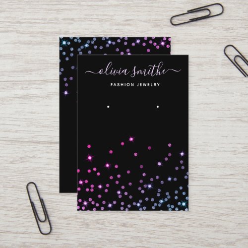 Modern Chic Simple glitter jewelry earring display Business Card