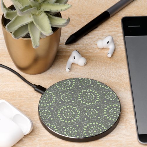 Modern Chic Simple Minimalist Cute Lime Green Grey Wireless Charger