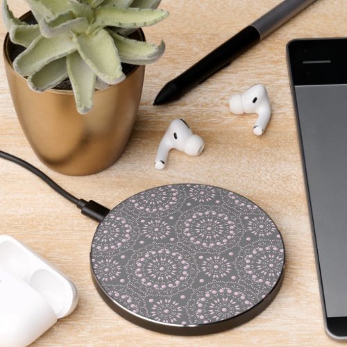 Modern Chic Simple Minimalist Pink Preppy Grey Wireless Charger