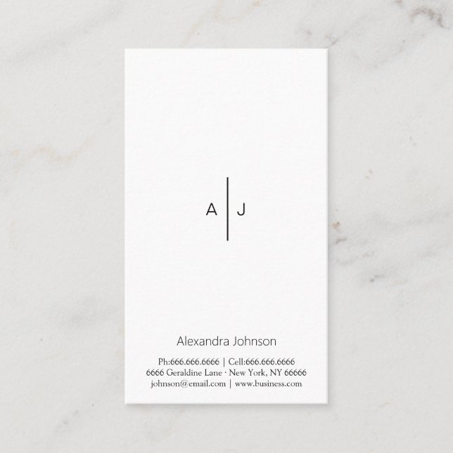 Modern Chic Simple Minimalist White Blue Gray Business Card (Front)