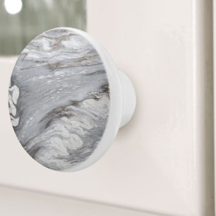 modern chic simple minimalist white grey marble ceramic knob