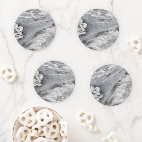 modern chic simple minimalist white grey marble coaster set