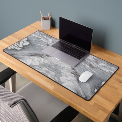 modern chic simple minimalist white grey marble desk mat