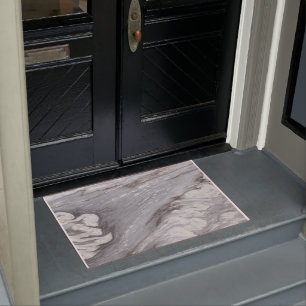 modern chic simple minimalist white grey marble doormat