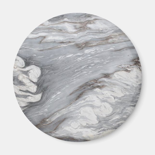 modern chic simple minimalist white grey marble magnet (Front)