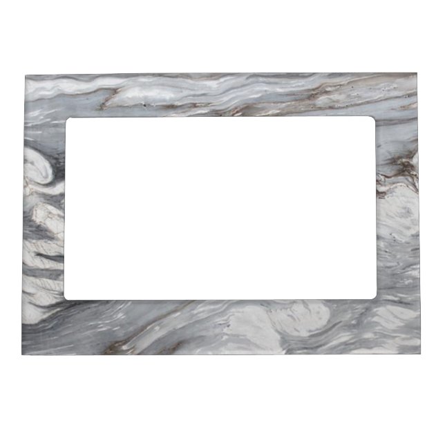 modern chic simple minimalist white grey marble magnetic frame (Front)